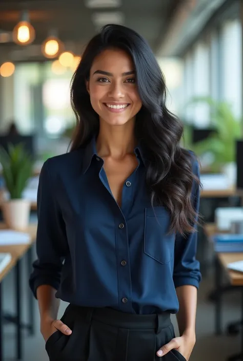 The 22-year-old slim black-haired Salvadoran secretary in the front 