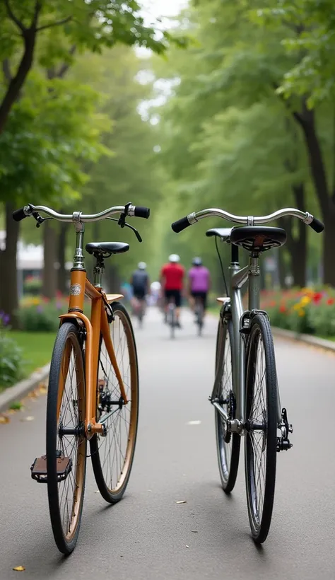 “Side-by-side comparison of the Draisienne and a modern bicycle, highlighting the differences in design and functionality.”