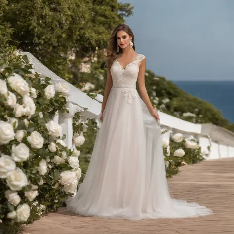 The dress you described is an elegant and sophisticated design that blends delicate details with a flattering silhouette. Here is an overview of the dress:
 
style: The dress has a princess style with a mermaid waist, which creates a figure-flattering silh...