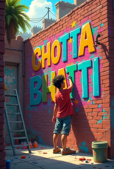 Write "Chhotta Bhatti" on a wall