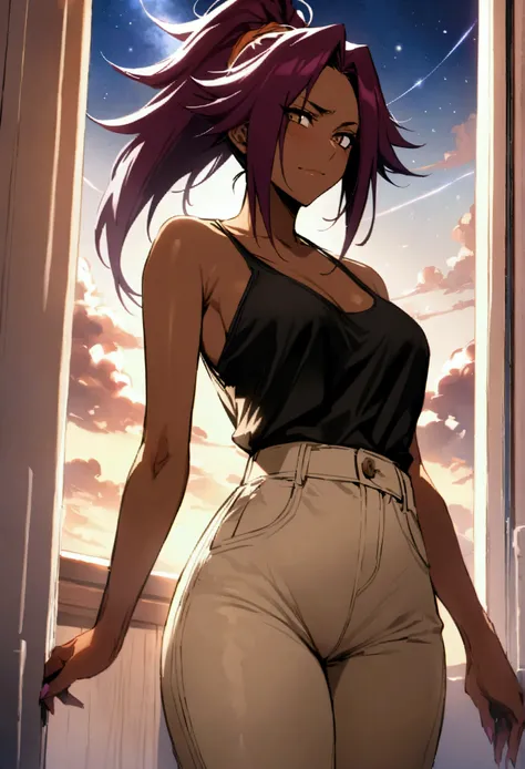 
Highest quality、Masterpiece、Super detailed、Yoruichi(Bleach),Casual attire