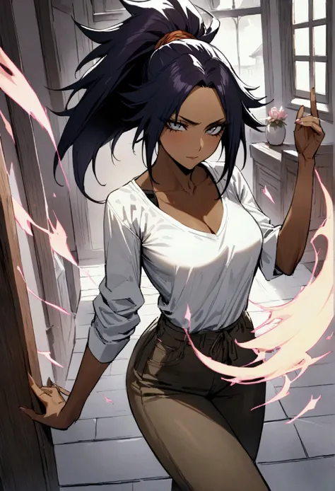 Highest quality、Masterpiece、Super detailed、Yoruichi(Bleach),Casual attire