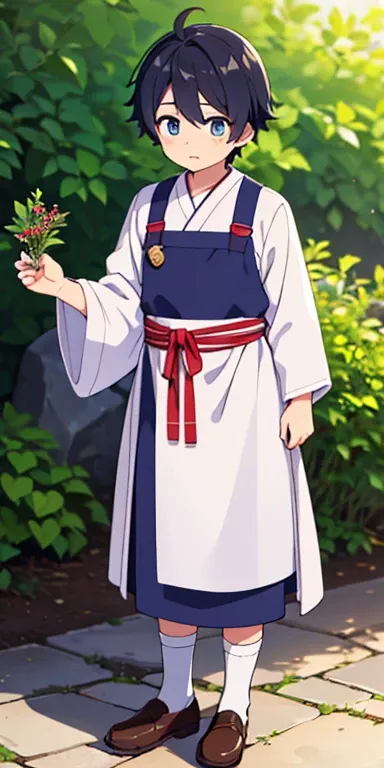 Full body, beautiful eyes , 1 boy  , full body , cute boy , anime style , handsome eyes  , (standing up) ,boy, (Healers typically wear attire that is practical and comfortable, suitable for both fieldwork and clinic environments. Their clothing often inclu...