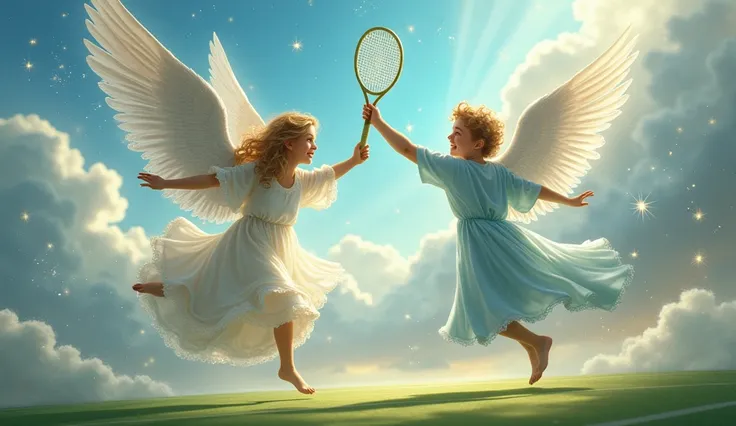 Two Angels playing tenis 