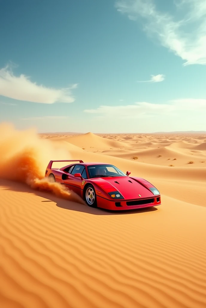 high quality、8K Ultra HD、Sharp focus、Amazing full color。

Ferrari F40 kicking up sand as it drives through the desert、