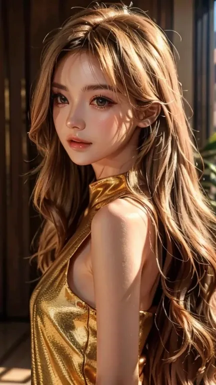 Golden Hair,Long Hair,single side lock hair８K-pin Blush Modern Cinema Lighting,Ray Tracing,Drop Shadow Wide Shot UHD,Textured skin,Attention to detail,Highest quality、Highest quality、Super beautiful
