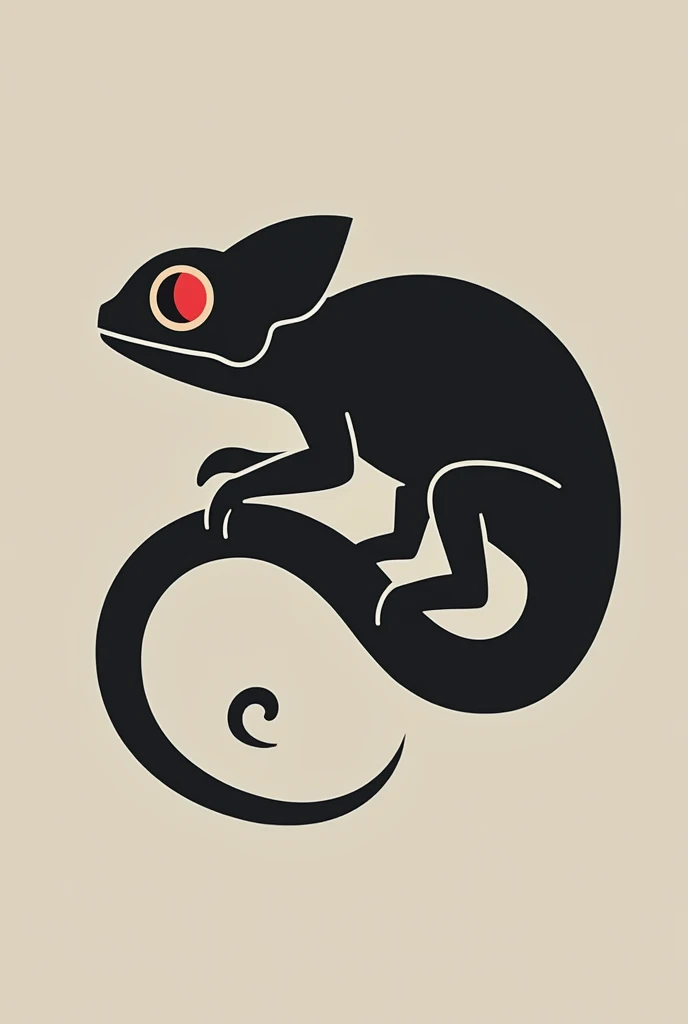 Minimalist chameleon logo in black and white 