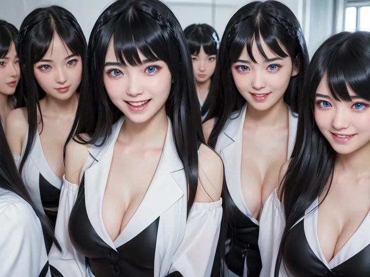 (Perfect Clone girls Photography Art), (16K, Highest quality, Ultra-high resolution, Unrealistic, A world of cloned girls multiplying, Real), (Japanese, Female college student, 20-year-old), (((((Small face, (((((Thick black hair, Semi-long hair)))))))))),...