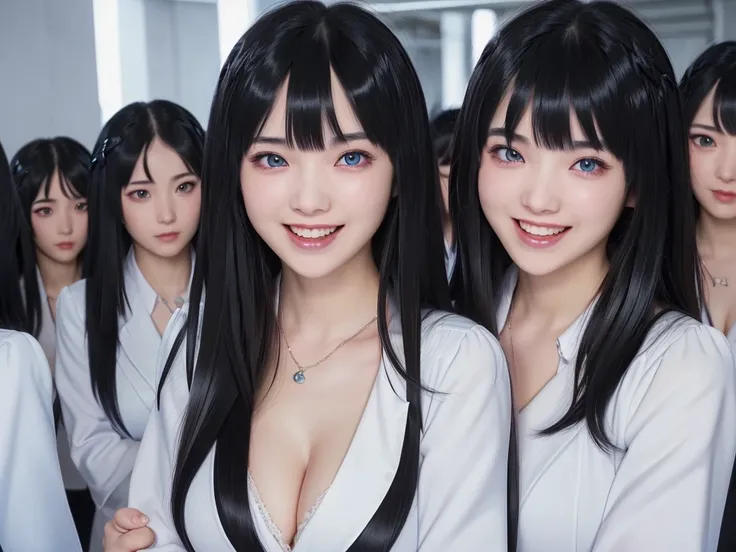 (Perfect Clone girls Photography Art), (16K, Highest quality, Ultra-high resolution, Unrealistic, A world of cloned girls multiplying, Real), (Japanese, Female college student, 20-year-old), (((((Small face, (((((Thick black hair, Semi-long hair)))))))))),...