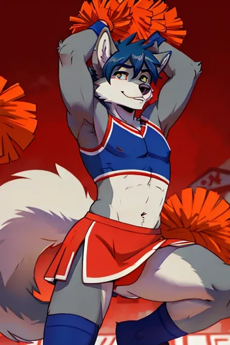 Wolf boy cheerleader stock 