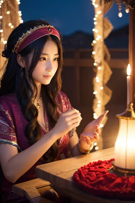 A fortune teller who seems to be into romance　woman　Calm atmosphere　creation