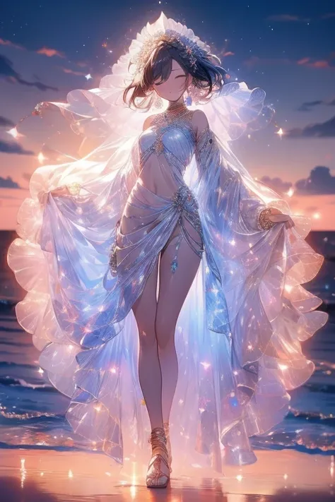 Outdoors, Full Moon, Galaxy, Bonfire
(Intense dancing:1.2)
(Floating hair, floating clothes, strong wind, :1.2)
(Close  eyes, smile, open your mouth:1.2)
arabian clothes,
Navel shoulder armpit thigh Under the chest,
(long loincloth)
(see-through shawl)
(se...