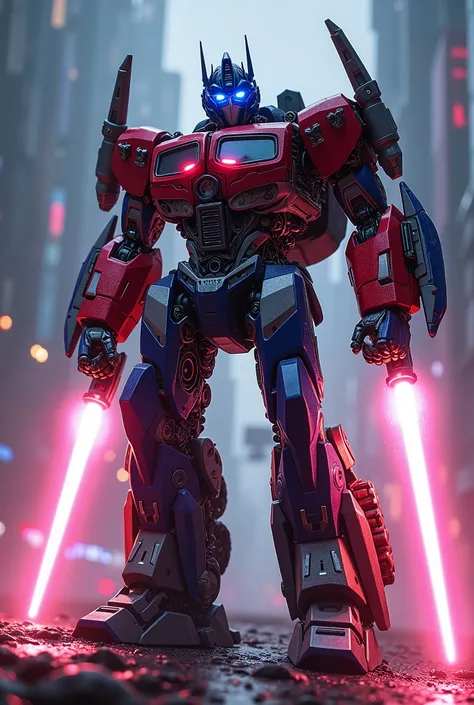 a highly detailed and intricate digital painting of Optimus Prime from Transformers, wearing an advanced jetpack with powerful jet thrusters, futuristic armor, detailed mechanical parts, glowing energy effects, cinematic lighting, dynamic pose, transformer...