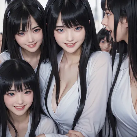 (Perfect Clone girls Photography Art), (16K, Highest quality, Ultra-high resolution, Unrealistic, A world of cloned girls multiplying, Real), (Japanese, Female college student, 20-year-old), (((((Small face, (((((Thick black hair, Semi-long hair)))))))))),...