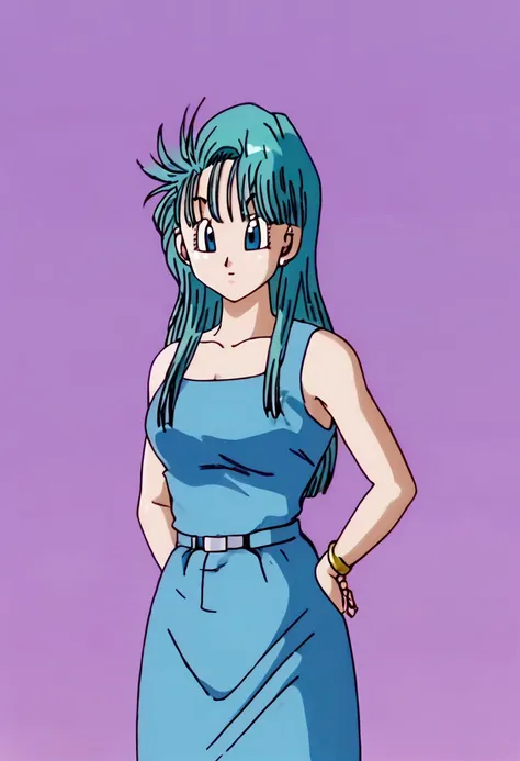 cool posee,big breasted, voluptuous,Score12, BLUE CYAN HAIRS, BULMA,,LONG HAIR, anime