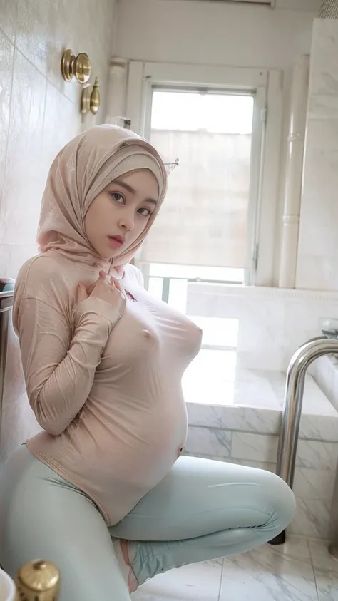 RAW, Best quality, high resolution, work: 1.3), Beautiful Indonesian girl wear hijab, indonesian hijab teen, Highly detailed CG Unity 8k wallpaper, top quality, super detailed, masterpiece, realistic, photorealistic, highly detailed cute girl, 20 years old...