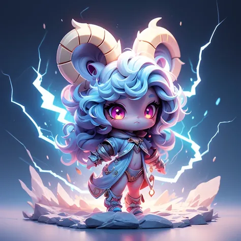 Create an image of a lightning sheep monster, The body is transparent and can be seen through. The image is sharp and detailed., with beautiful colors.. With arms, leg, eyes, mouth, พื้นหลังสีlegว