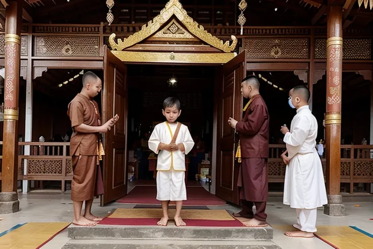 A six-year-old boy was ordained as a monk in Thailand, with the abbot performing the ordination ceremony at a temple in Thailand.