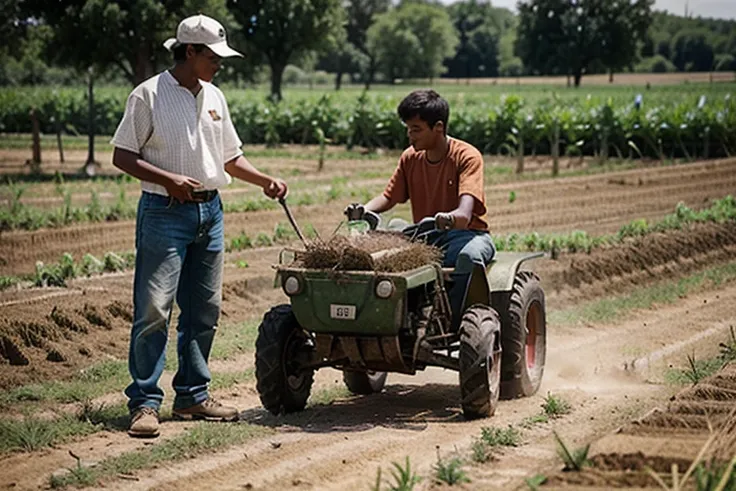 A 20-year-old young man helps his parents with agricultural work.