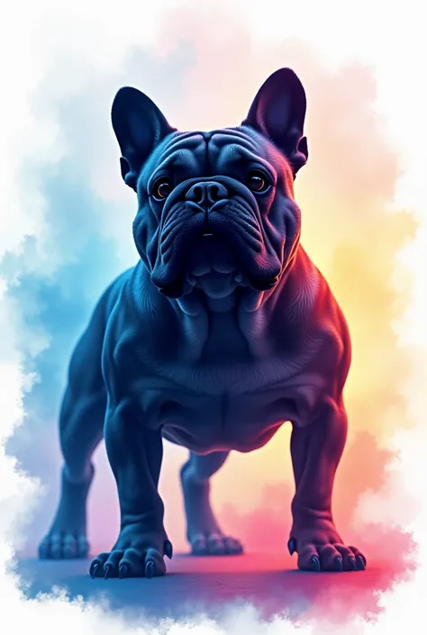 English Bulldog Silhouette on a Colorful, High-Resolution Watercolor Background