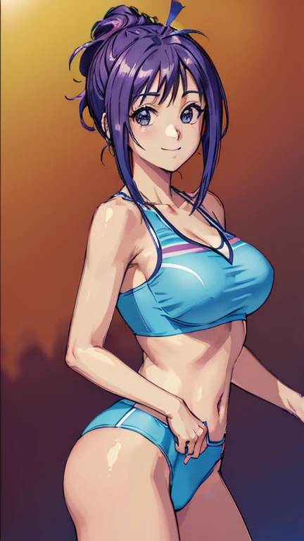 ((masterpiece, Highest quality, Highest quality, Official Art, beautifully、beautiful:1.2)),((masterpiece)),((Vibrant colors)),((Ayako Katagiri)),((幸せそうなsmile)),((smile)),((looks fun)),(((Plain sports bra))),(Seaside),(Big Breasts),(((Side bust))),(sunset),...