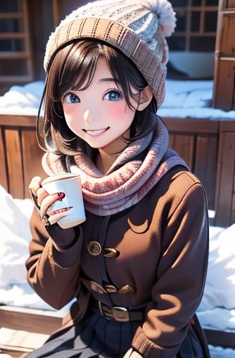 Hakodate、university student、18-year-old、148cm、cute、The ultimate beauty、masterpiece、Highest quality、Highest quality、so beautiful、Stylish、Ring piercing in the right ear、Dark eye makeup、Red eyeshadow、Orange blush、Coral pink lips、Girly Fashion、Knitted hat、Scar...