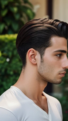 A young Italian man with the focus on his face. 