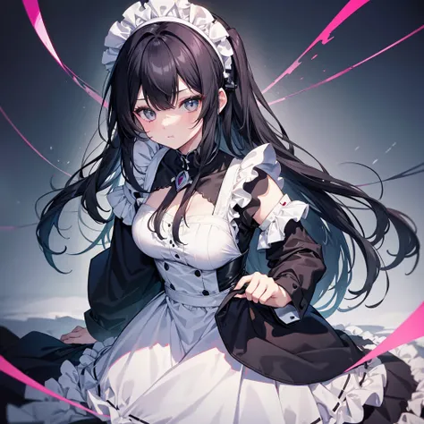 Ball-jointed cyborg girl、Maid clothes、Long Black Hair