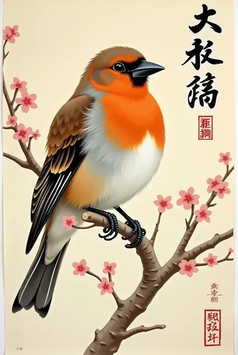 poster、Japan、posterの文字は「The sparrow is justice.」、Writing skills、Thick brushstrokes