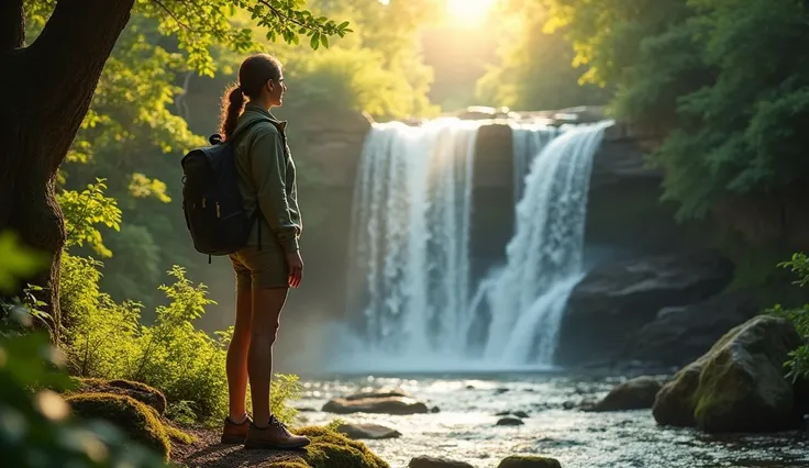 A realistic person looking at the beauty of the nature.