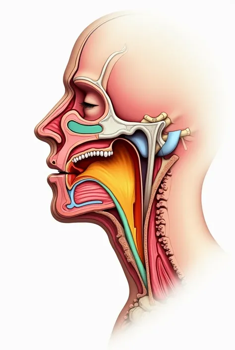 Draw a vocal tract diagram:
Shade the larynx in yellow
Shade the pharynx green
Shade the oral cavity red
Shade the nasal cavity blue
Then, label the active and passive articulators:
Trace the active articulators in red.
Trace the passive articulators in bl...