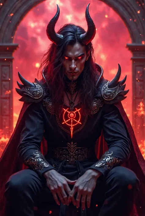 arafed image of a man with horns and a demon's head, ajuste o male demon with horns brancos, tiefling, he is very threatening an...