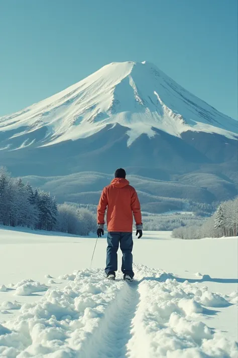 Image bboy Japanese with clothes dj and white dancing in Japan in mountain Fuji make freeze air chair cinematetic Alta resolução, defocused, best qualityer, American propaganda poster, 