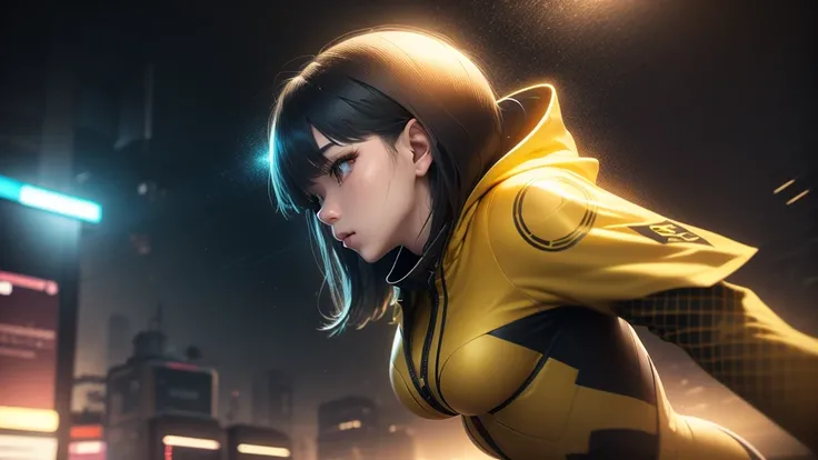 Digital Cities、Cyber City、Light and neon、ghost in the Shell、woman、One person、battle、gold