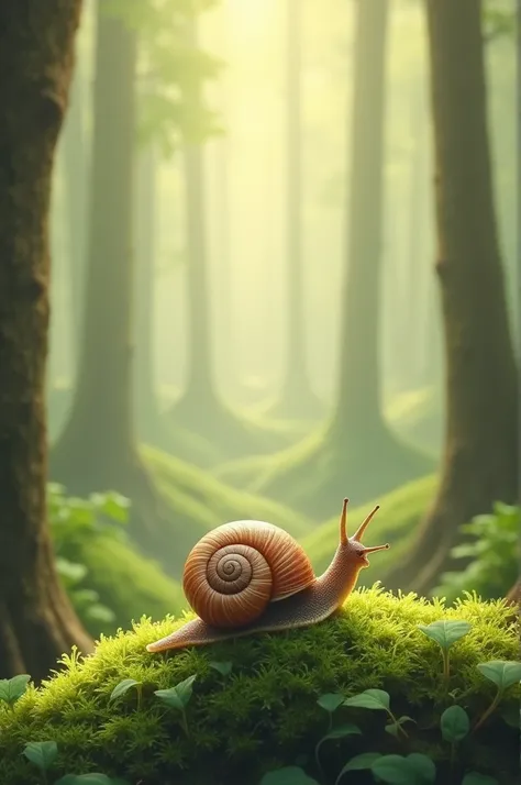 Minimalist drawing of a snail in the forest