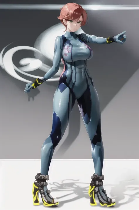 masterpiece, Highest quality, One person, Are standing, Viper differential, Zero Suit, Blue gloves, High heels, Large Breasts, Long legs