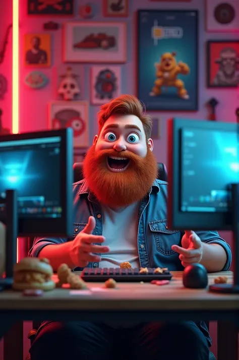 Create a caseoh, a fat, red-haired YouTuber with a beard