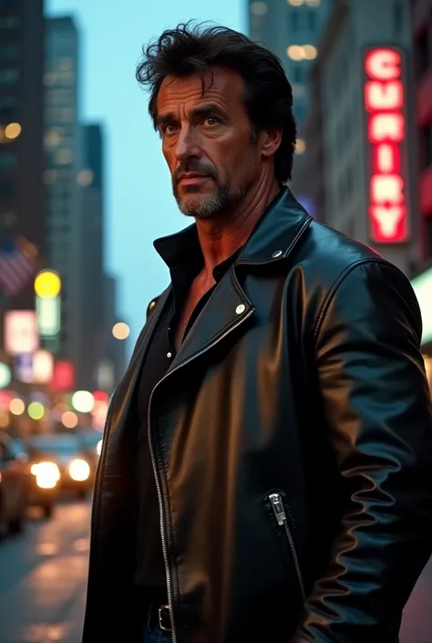 Sylvester Stallone in a black jacket