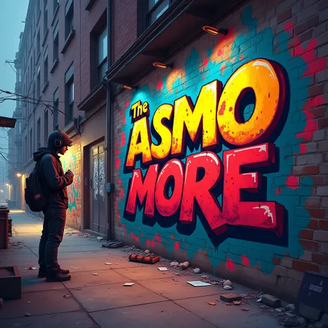 wall with graffiti that says "The Asmo MORE"