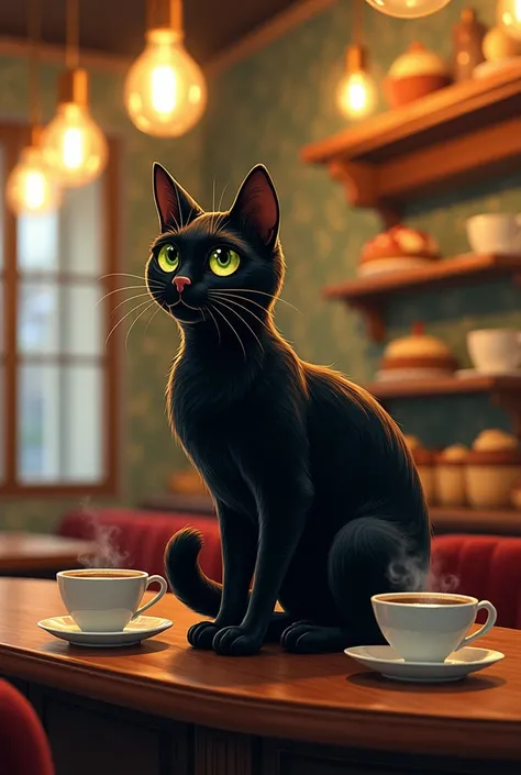 Advertising image illustration of black cat coffee 1920