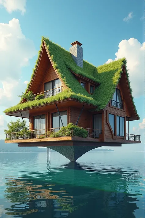 ((best quality)), ((masterpiece)), (detailed), Floating house, realistic 