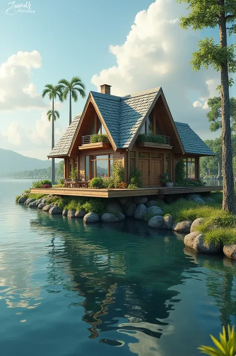 ((best quality)), ((masterpiece)), (detailed), Floating house, realistic 