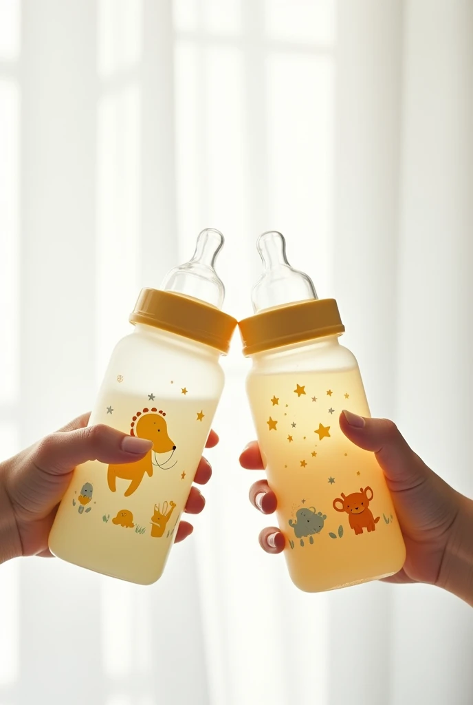 A toast with baby bottles on a white background
