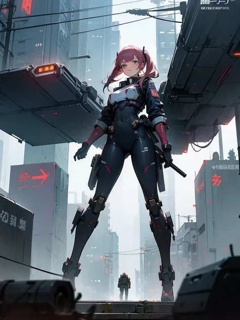 Best Girl Mecha and explosive cyberpunk city