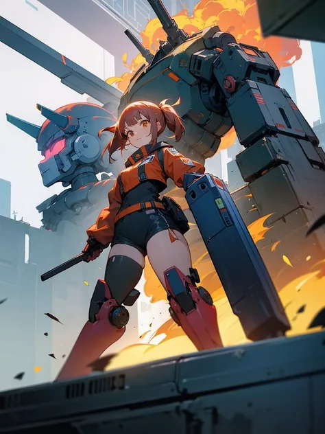 best Girls Mecha and explosion city cyberpunk