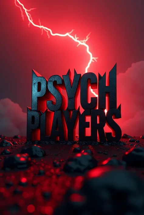 Create a profile picture for a podcast clip channel and that is written "PSYCHPLAYERS" with a macabre background full of red lightning bolts and streaks, make it in a 3D theme and dripping blood.