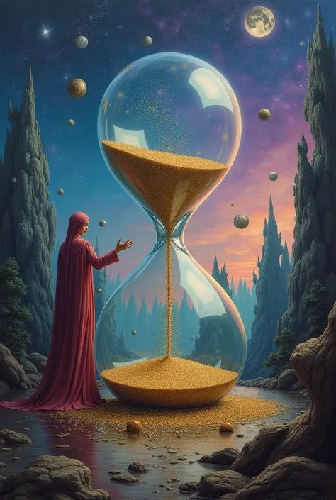 Surrealist hourglass painting 