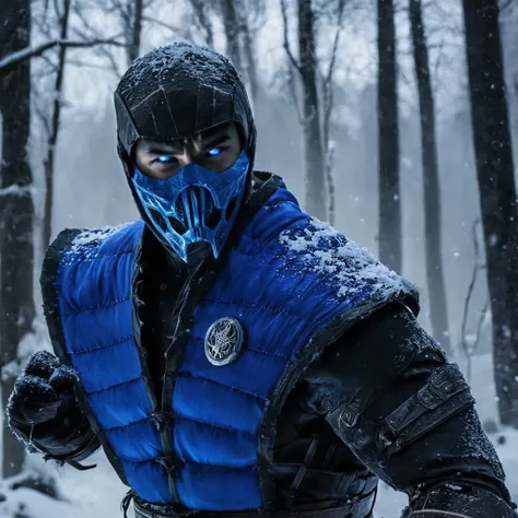 horror-themed,  sub-zero
mortal kombat style, fictional universe consisting of numerous realms, sub-zero,kuai liang,tundra,blue ...