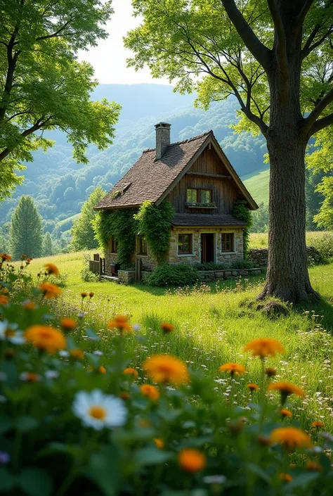 the enclosure of a house on a sloping terrain