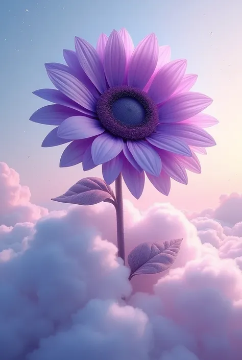 A big purple sunflower on a huge cloud 